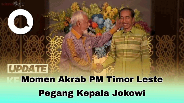 Momen Akrab PM Timor Leste Pegang Kepala Jokowi